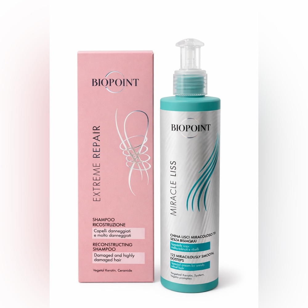 BIOPOINT Shampoo & Cream - Extreme Repair Shampoo + Miracle Liss Smooth Cream